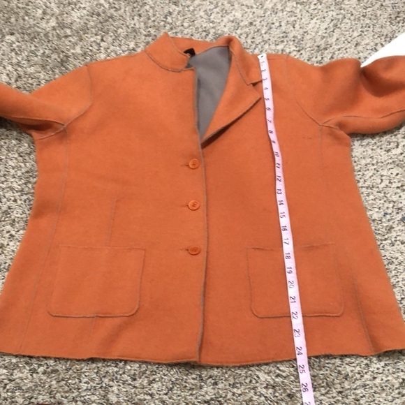 Eileen Fisher Merino Wool Sweater Jacket Size Large Orange - Picture 12 of 13